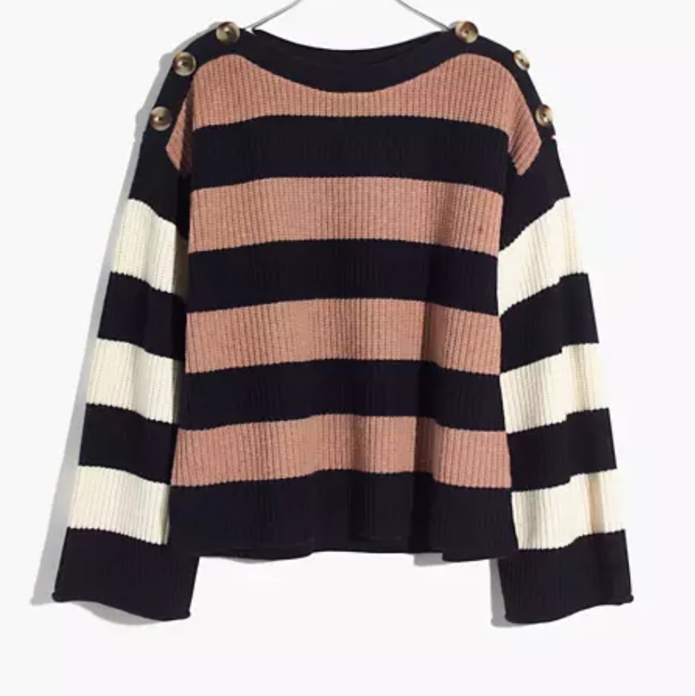 Madewell boat neck sweater, size small, striped